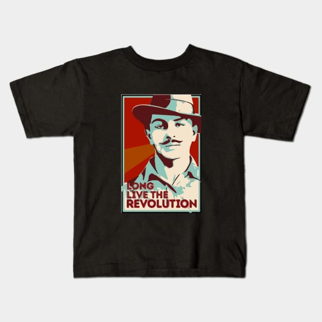 Shaheed Bhagat Singh Revolution Kids T-Shirt by inkstyl